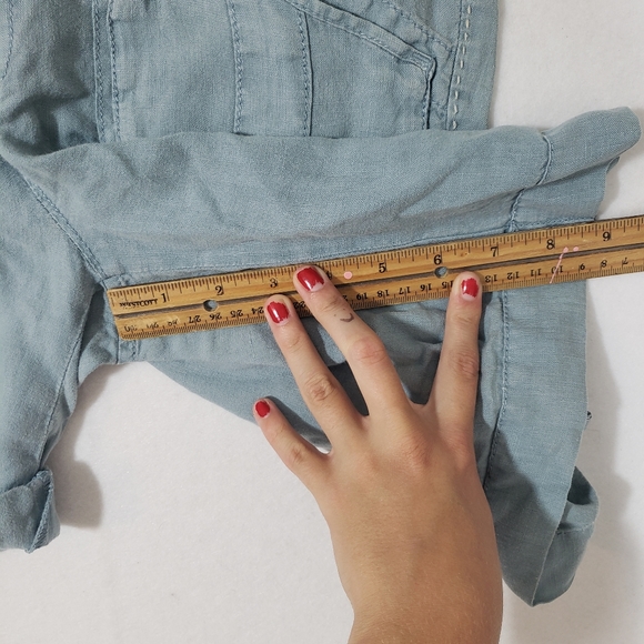 LUCKY BRAND Linen Shorts BLUE ADJUSTABLE length LINEN SHORTS size 4/27 C… - Picture 9 of 11